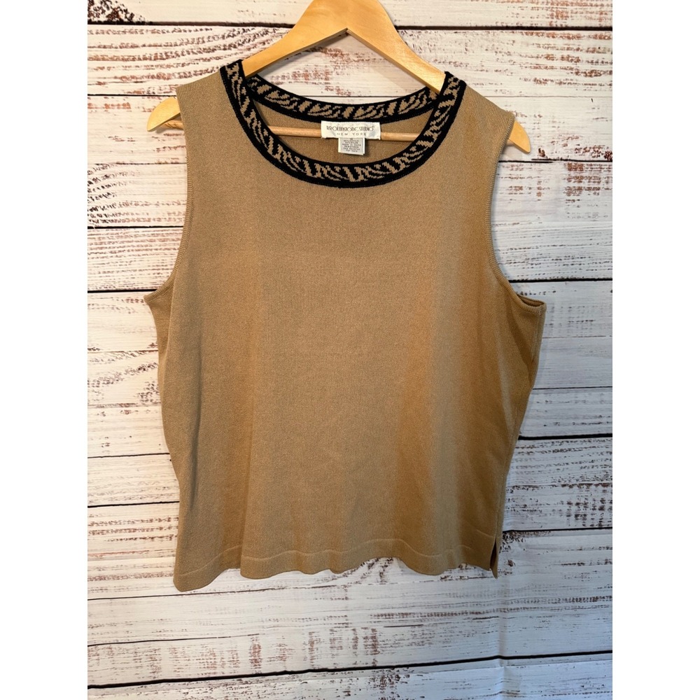 Brownstone Studio New York Womens Tan Sleeveless Knit Sweater Shell Size 18